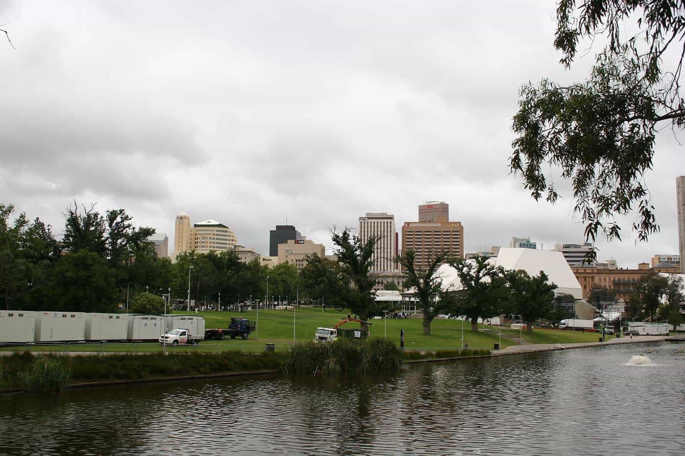 River Torrens and Elder Park with the Adelaide city skyline behind