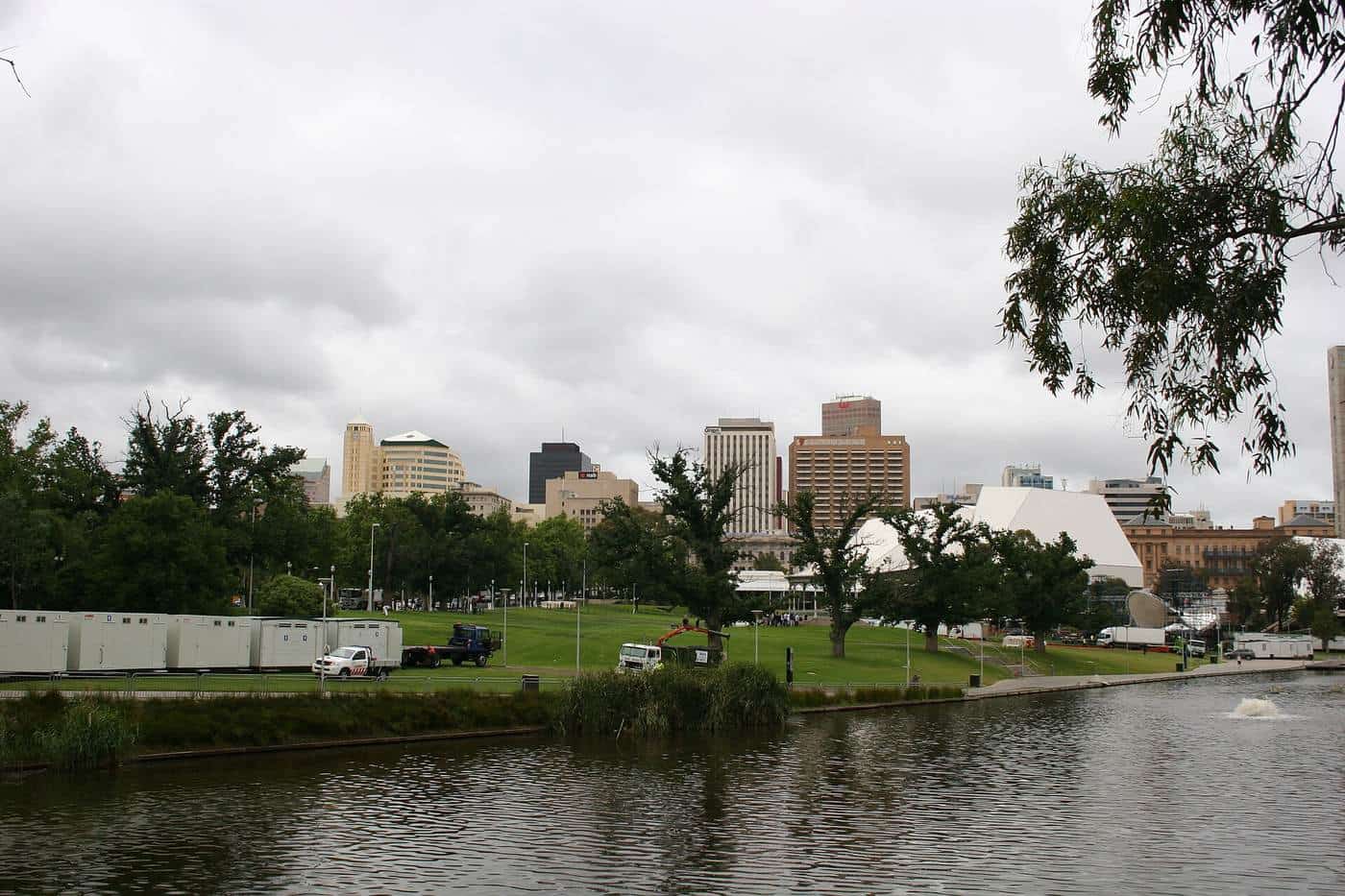 River Torrens and Elder Park with the Adelaide city skyline behind