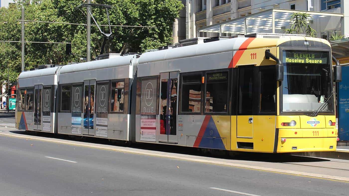 An Adelaide Metro tram on the Glenelg line